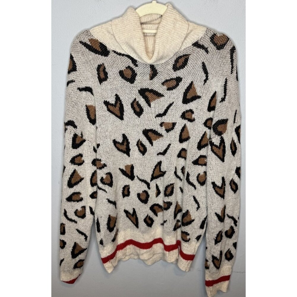 Tularosa Leopard Sweater Small Turtleneck Wool Angora Gray Knit